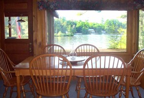 Dining - Cozy camp with large sandy beach and excellent views of Little Sebago. (Raymond)