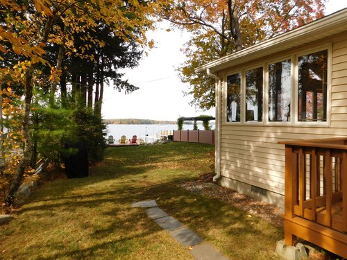 Pet-friendly home on Sebago Lake with sandy beach and spectacular views!