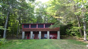 Exterior - Pinewood Cabin – Cozy Maine Lakefront with Dock, Canoe & Rowboat (Naples)