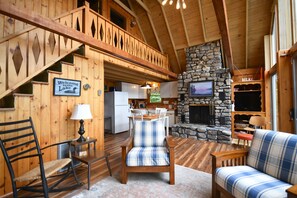 TV, fireplace, DVD player, stereo