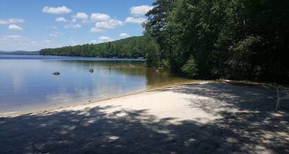 Pet-friendly cabin with a sandy beach and breathtaking mountain views!