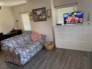 Smart-TV, DVD-spiller, bøker og filmbibliotek