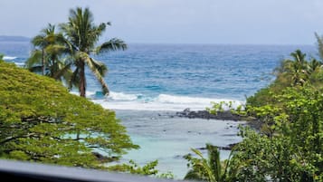 On the beach, sun loungers, beach towels