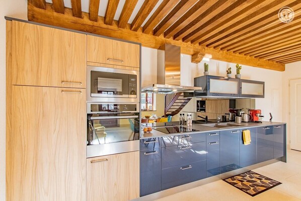 Microwave, oven, dishwasher, high chair