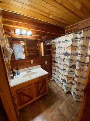 Shower, towels, toilet paper