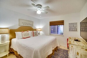 2 bedrooms, desk, iron/ironing board, travel crib