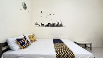 Desk, free WiFi, bed sheets
