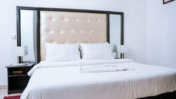 Egyptian cotton sheets, premium bedding, down duvets, Tempur-Pedic beds