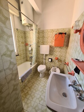 City Apartment | Bathroom | Free toiletries, hair dryer, bidet, towels