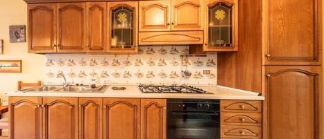 Fridge, oven, stovetop, coffee/tea maker