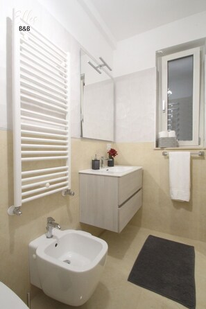 Haartrockner, Handtücher, Seife, Toilettenpapier