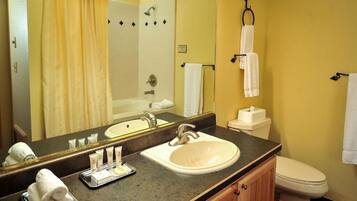 Hair dryer, towels, toilet paper