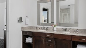 Shower, towels, soap, shampoo