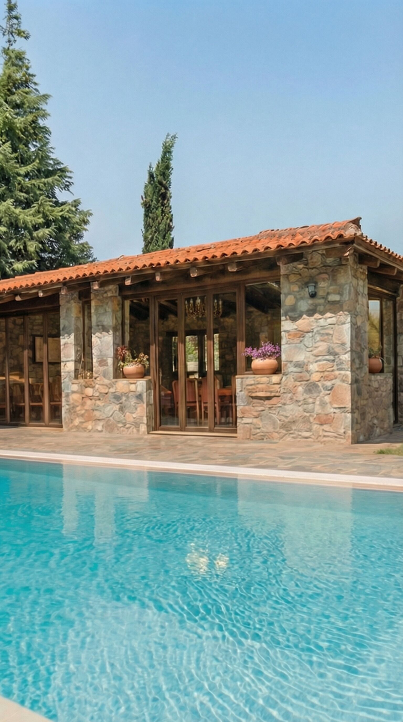 Piscine extérieure en saison