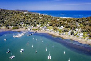 Enjoy scenic views of the marina and ocean from this tranquil coastal area.