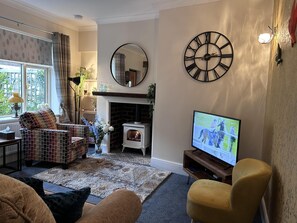 Cottage | Living area | TV, fireplace - Beautiful 2-bed Cottage in Heysham Village (Morecambe)