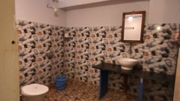 Douche, serviettes fournies, papier toilette