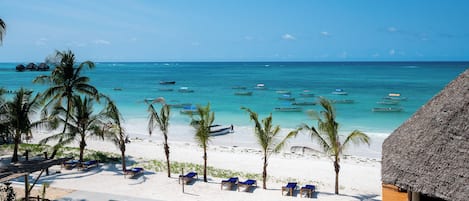 On the beach, white sand, beach bar