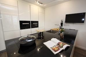 Fridge, microwave, oven, stovetop - Sealounge Whg. 1 Inkl. Wlan (Grömitz)