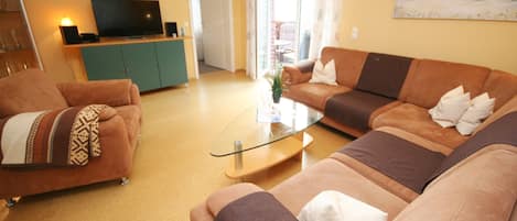 TV, DVD player, stereo