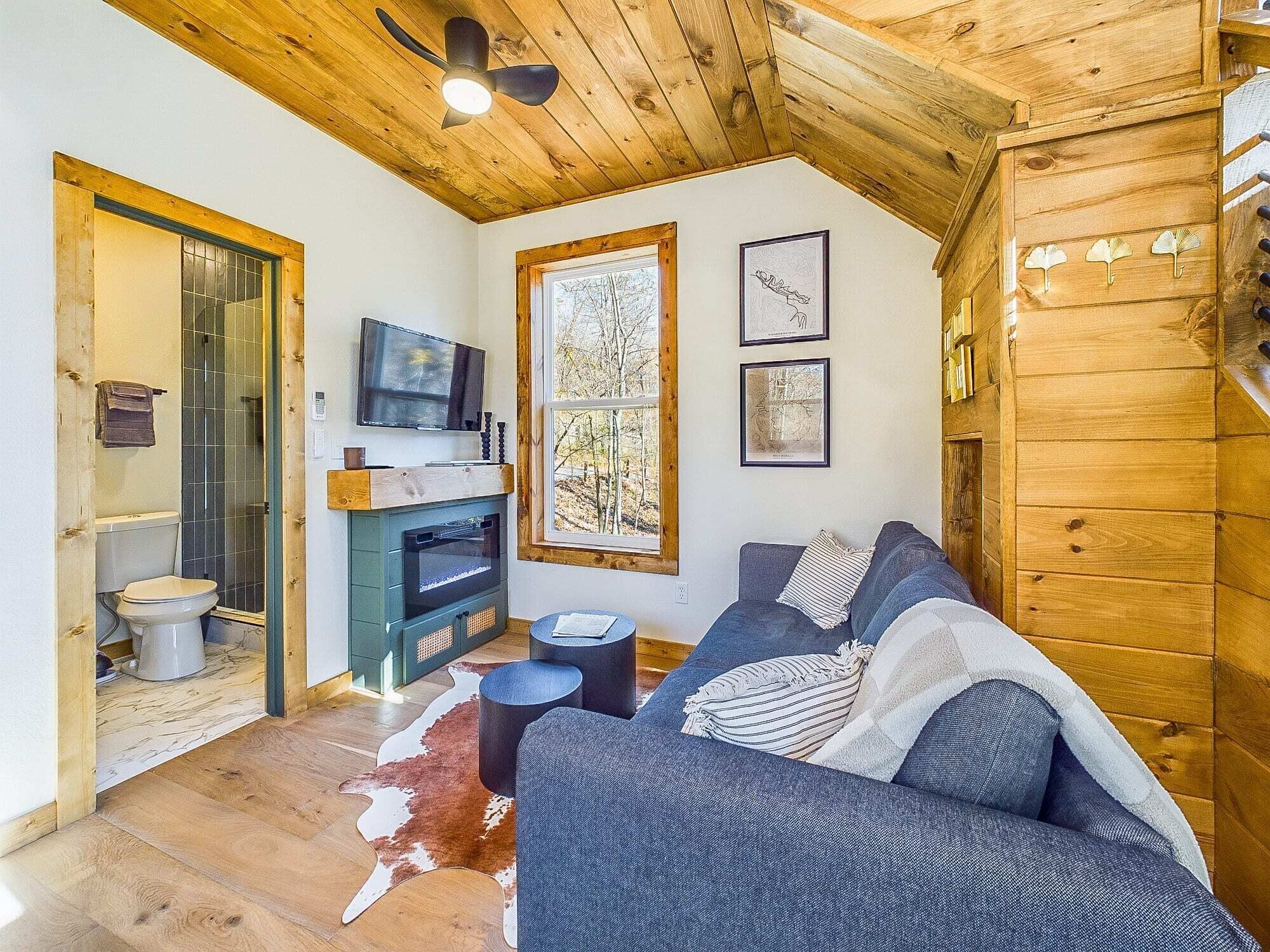 TV, fireplace, offices