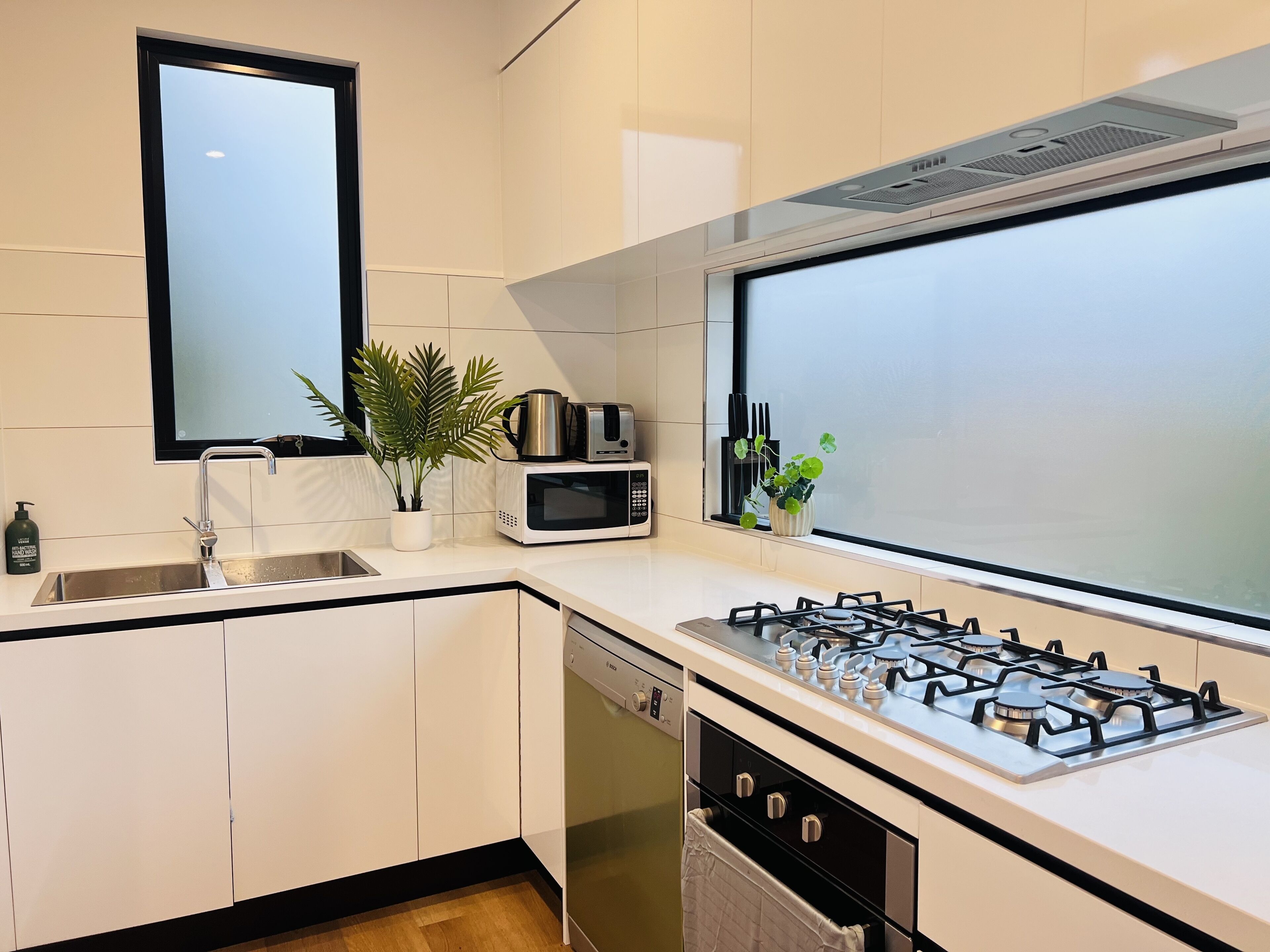 Fridge, oven, stovetop, dishwasher