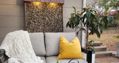 Steps to UNT - Art-Filled Mid-Century Retreat w/ Patios & Firelight