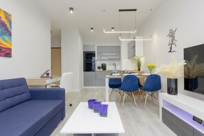 Living room - Dark Blue and Grey Apartment by Renters (Warsaw)
