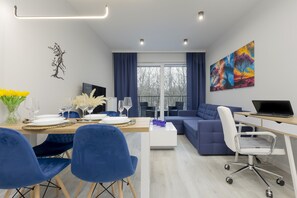 Living room - Dark Blue and Grey Apartment by Renters (Warsaw)
