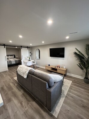 TV, fireplace