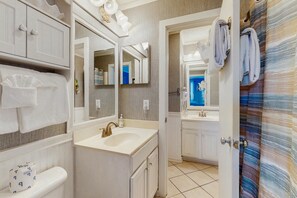 Hair dryer, towels