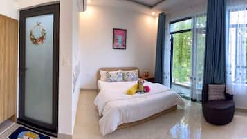 Phòng đôi dành cho gia đình, máy điều hòa | Bộ trải giường bằng vải cotton Ai Cập, bộ đồ giường cao cấp