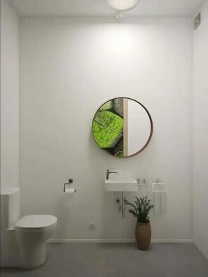 Douche, sèche-cheveux, serviettes fournies, savon