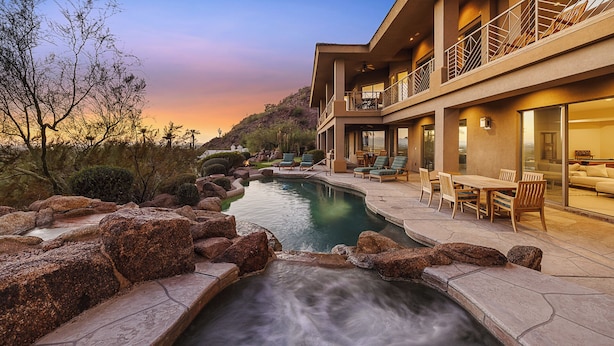 Outdoor pool, a heated pool - 8BR Exclusive Camelback Mansion w/ Mountain Views, Heated Pool, Spa & Theater (Phoenix)