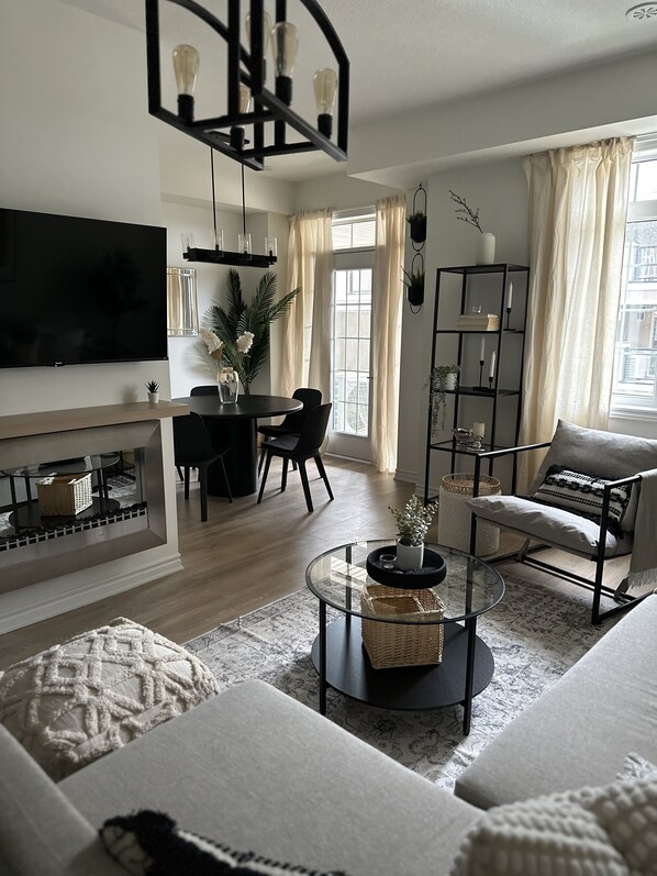 Living area - Welcome to Cityscape Serenity Stay, a chic retreat in an upscale city (Ancaster)