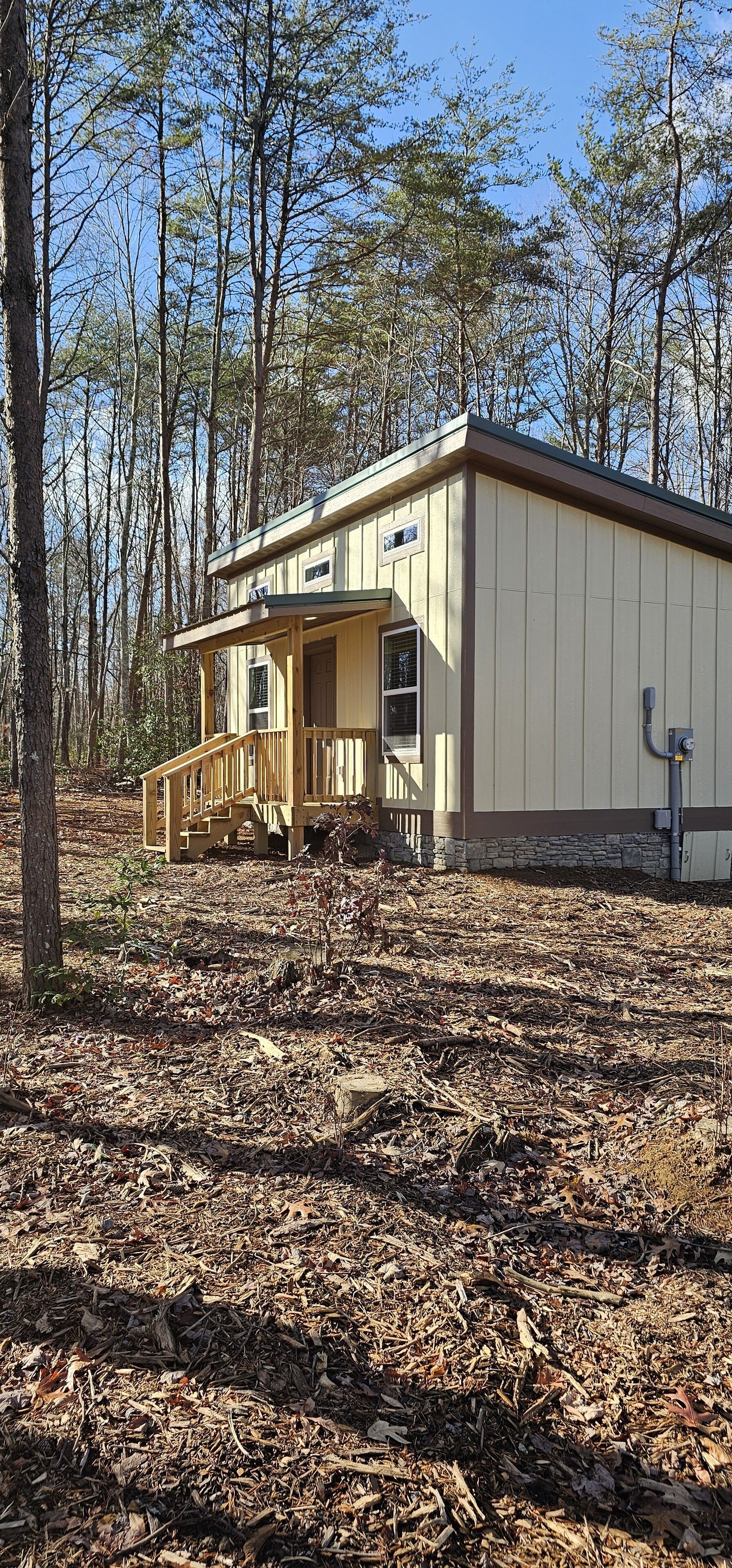 Cozy in the woods, your starting point for adventure or relaxation. 