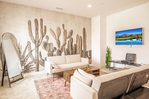 TV, fireplace, offices