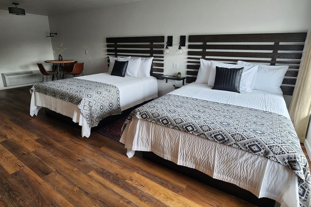 Room, 2 Queen Beds, Kitchenette | 1 bedroom, Egyptian cotton sheets, premium bedding, laptop workspace