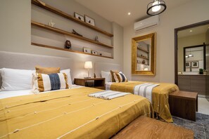 Deluxe appartement, 3 slaapkamers | Luxe beddengoed, individueel gedecoreerd, geluiddichte muren