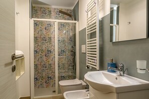 Dusche, Haartrockner, Bidet, Handtücher