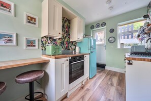 Fridge, microwave, oven, stovetop - Historical Village Cottage -  Pet Friendly (Heysham)