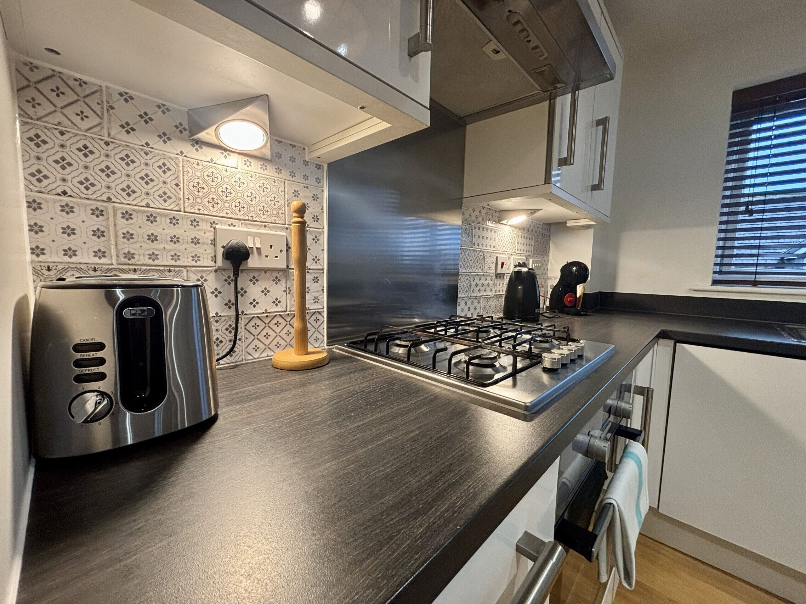 Fridge, microwave, oven, dishwasher