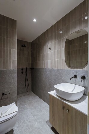 Douche, sèche-cheveux, serviettes fournies, papier toilette