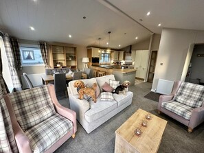 Älytelevisio, takka, kirjoja