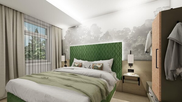 Chambre Double Supérieure | Bureau, rideaux occultants, Wi-Fi gratuit, draps fournis