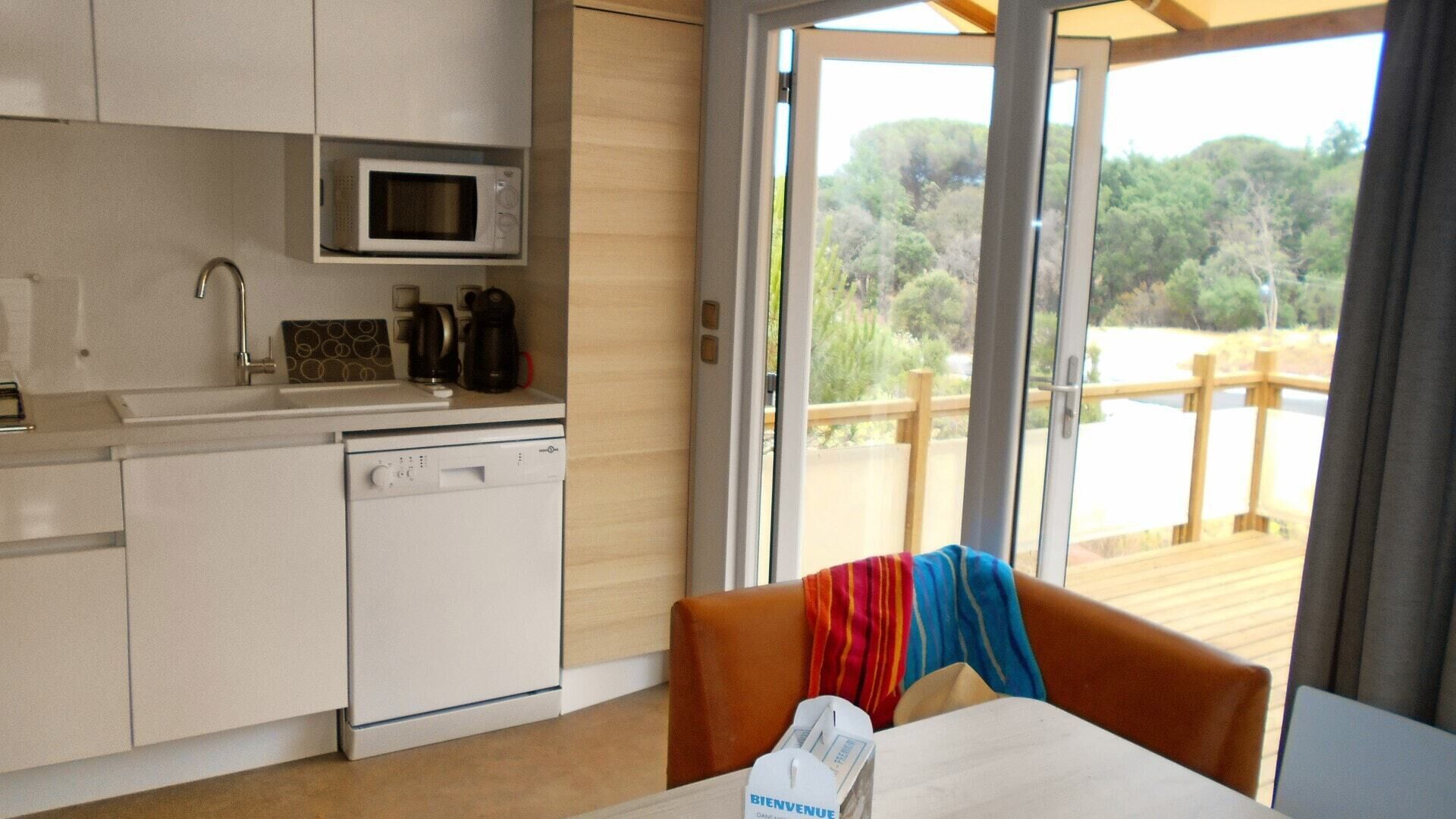 Fridge, microwave, espresso maker