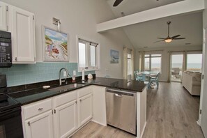Fridge, microwave, oven, dishwasher - Blondie East, Oceanfront Duplex in Emerald Isle, NC! (Emerald Isle)