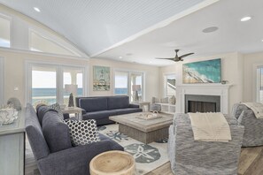 TV, fireplace, video games - Bill Fish, Oceanfront House in Emerald Isle, NC! (Emerald Isle)