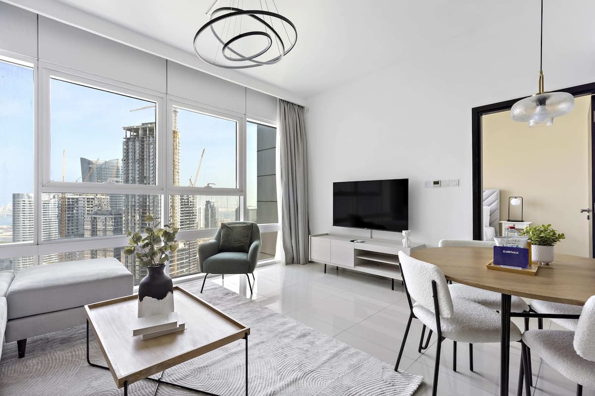 Premier Apartment | Living area | 50-inch Smart TV with digital channels