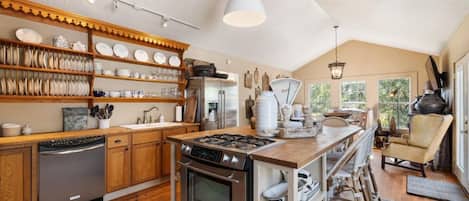 Fridge, microwave, oven, dishwasher